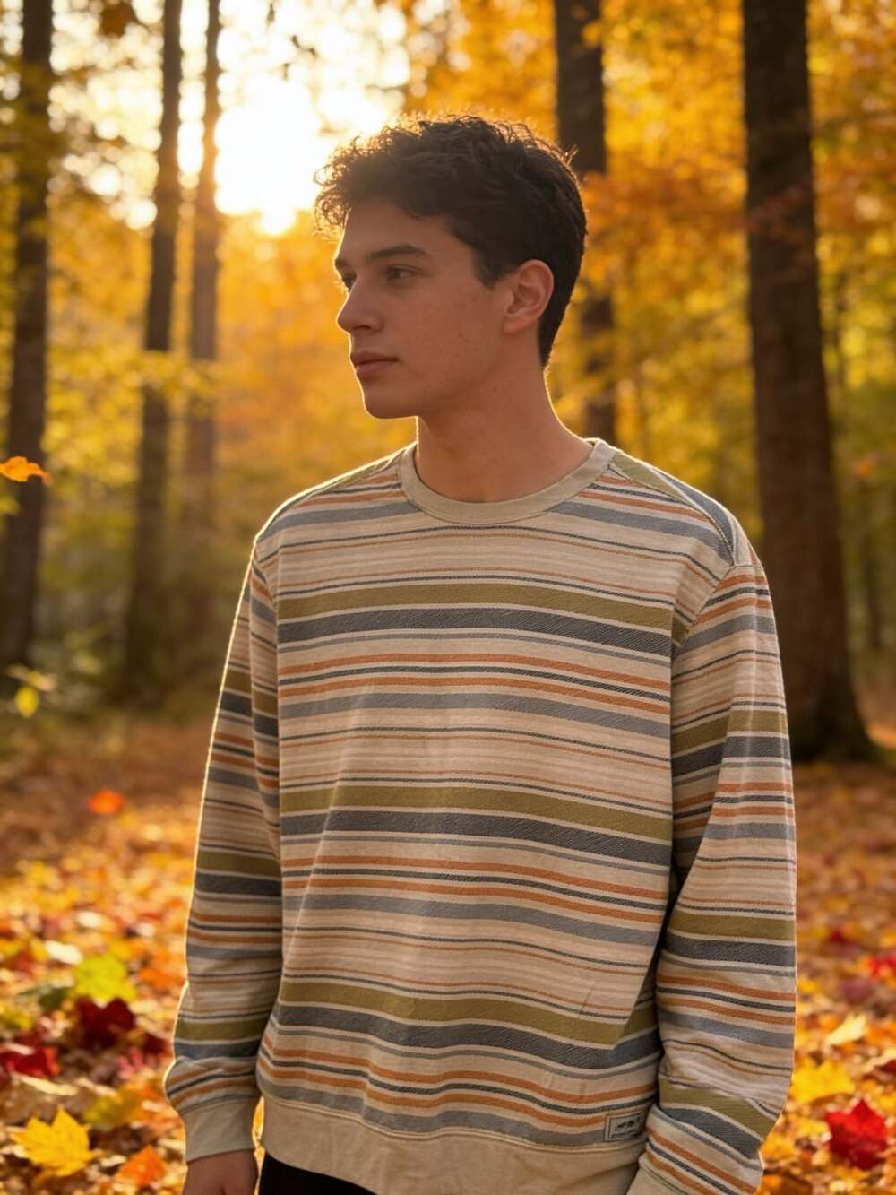 Eddie Bauer Striped Crewneck Sweatshirt Size XL